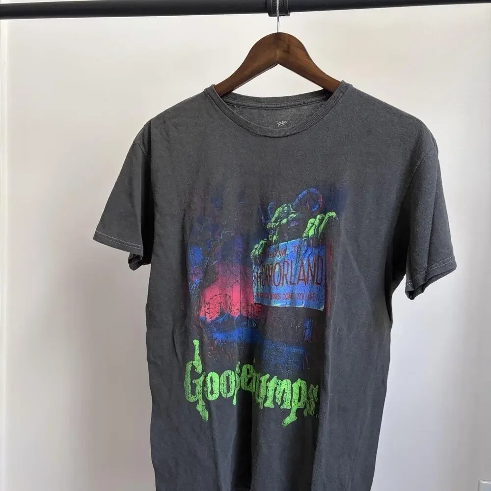 Goosebumps Horror Spooky Goblin Mens S Faded Kids TV Show Book Tee